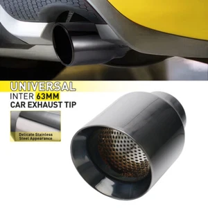 1PC Universal 2.5'' ID 4.5'' OD Exhaust End Tip Muffler Pipe Tip Slant Black - Picture 1 of 6
