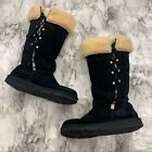 UGG Upside Lace up black Tall boots size 7 fleece Sherpa lined