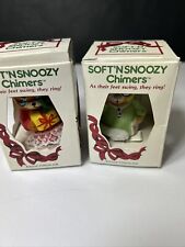 2 JASCO Vintage Soft & Snoozy Chimers Grandma Bear Porcelain Bell Ornament w Box