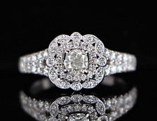 $4,049 Neil Lane 14K White Gold Cushion Cut Round Diamond Engagement Ring 8.5