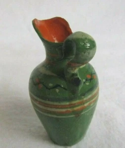 VINTAGE MEXICO RED POTTERY SMALL 2-1/2" MULTI COLOR PITCHER URN - Picture 1 of 5