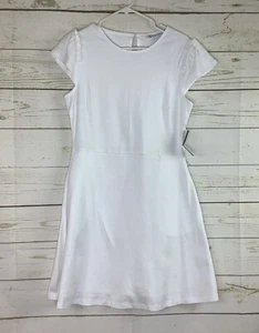 Vestido acampanado New York & Company óptico blanco manga abullonada talla M - Imagen 1 de 6