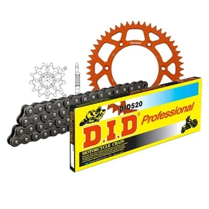 Chain set chain kit DID motorcycle chain set aluminium 520 clip lock orange for KTM - Picture 1 of 4