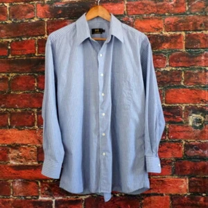 Ike Behar Men's Dress Shirt 16 32 Light Blue Stripe - Picture 1 of 7