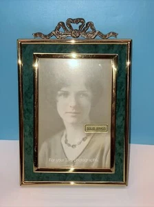 Vintage Craft Inc Solid Brass Gold/Green Ornate Picture Frame 4.5x6 Photos 3x5 N - Picture 1 of 9