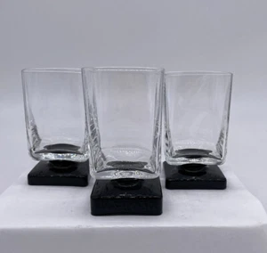 Di Saronno Amaretto Liquor Glasses Black Amythest Square Footed Set of 3 - Picture 1 of 8