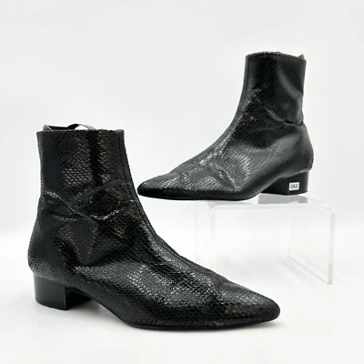 ZARA Size 40 Women's Pointed Toe Leather Ankle Boots in Black - Image 1 of 4