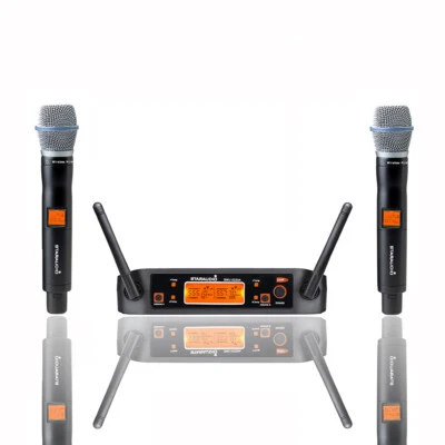 Wireless Microphone System 2 Channel UHF Handheld Church Mic Cordless Receiver - Image 1 of 4