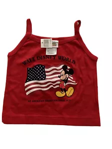 Camiseta sin mangas para niñas XS Walt Disney World vintage roja 100 % algodón hecha en EE. UU. NUEVA CON ETIQUETAS - Imagen 1 de 10