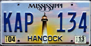 TARGA originale USA auto MISSISSIPPI Faro Lighthouse GRAFICA SPETTACOLARE - Picture 1 of 6