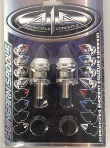 A1A Kawasaki Spiked Swingarm Spools Chrome/Black 10MM - Bild 1 von 2