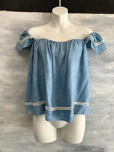 Neu ohne Etikett! LOVERS + FRIENDS "Life's a Beach" Schulterfreies Cropped Top, S - Ocean - Bild 1 von 11