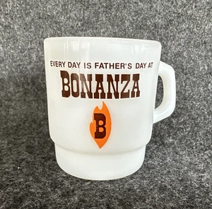 Vintage BONANZA Steak House Milk Glass Fire-King Father's Day Coffee Mug - Picture 1 of 20