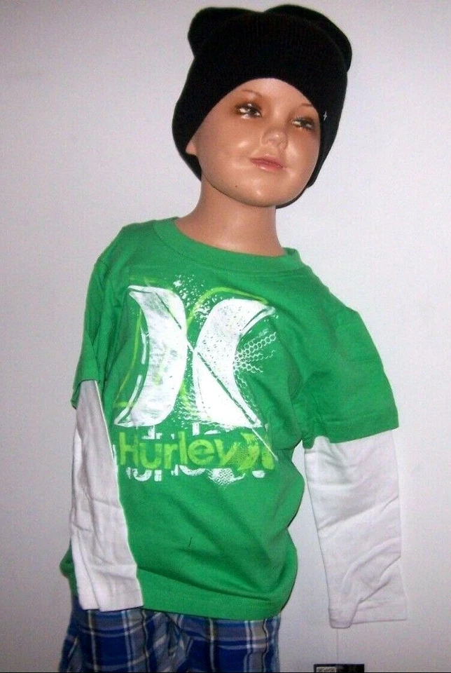 Nuevo Hurley 2 piezas Camisa Manga Larga / Gorro Niños Infante Verde Negro Talla 2T  Foto 1 de 1