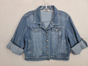 Highway Jeans Giacca Denim Cropped Giacca Jeans Grande Roll Tab Maniche - Foto 1 di 9