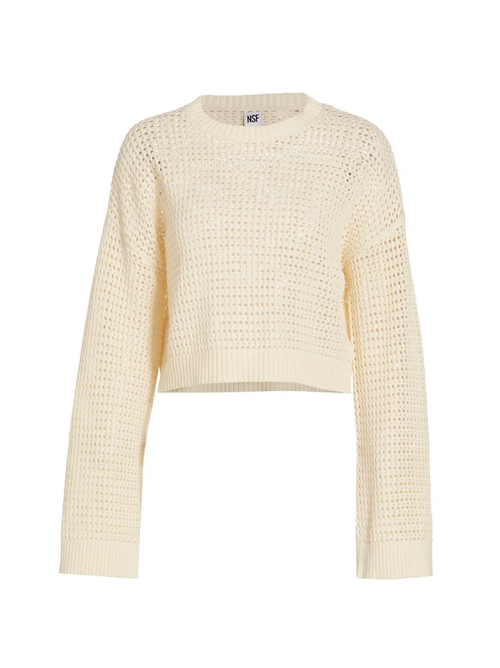 Suéter recortado de ganchillo natural pequeño f Blayne para mujer Foto 1 de 3