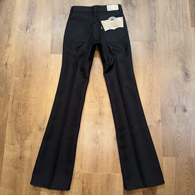 Vtg Levis Pants Saddleman Jeans Mens 28 34 Polyester Western Disco Black 80s NOS - Image 1 of 4
