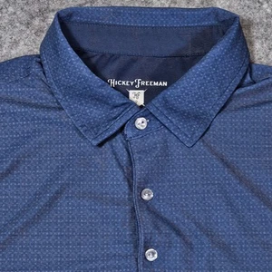 Hickey Freeman Polo Shirt Men's L Blue Geometric Golf Polyester Spandex - Picture 1 of 5