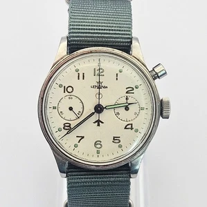 Lemania HS9 Series 1 Royal Navy Issued Chronograph, Running strong, late 1940s - Picture 1 of 21