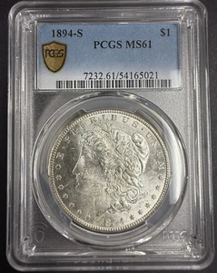 1894-S Morgan Silver Dollar, MS61, PCGS Gold Shield (10466) - Picture 1 of 5