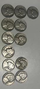 Jefferson Nickels D Mint Mark Circulated Lot (12) Low Mintage 1940-1952 - Picture 1 of 10