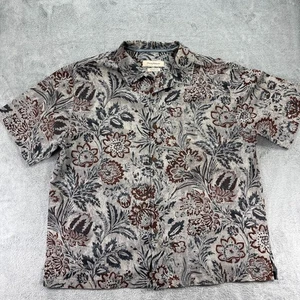 Tommy Bahama Camp Hemd Herren 2XL Grau Blumen Seide Classic Original Fit Knopfleiste - Bild 1 von 10
