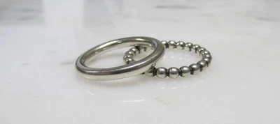 Lot of 2 Pandora Sterling Silver Band Rings ~ Szs 7.5, 8.5 ~ 7.6g ~ 8-D728 - Image 1 of 4