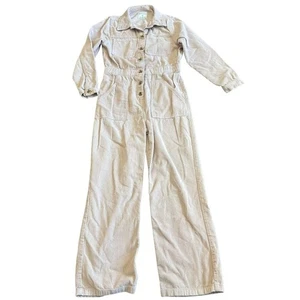 Celebrity Pink Light Corduroy Jumpsuit Long Sleeve Wide Leg 100% Cotton Medium - Picture 1 of 12