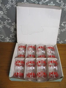 Vidrio Ancla - Juego de 8 Vasos - Diseño Flor Rojo Blanco - Caja Original - Imagen 1 de 9