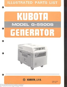GENERADOR KUBOTA LISTA DE PIEZAS ILUSTRADAS MODELO MANUAL G-5500S 1985 07909-55120 - Imagen 1 de 3
