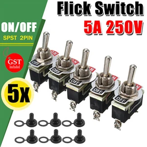 5x Waterproof Toggle Flick Switch 250V ON/OFF Car Dash Light Metal 12 Volt Boot - Picture 1 of 8