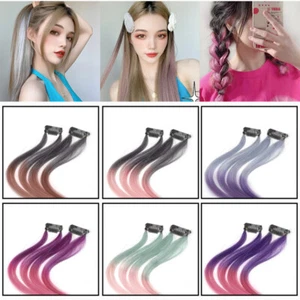 Women Gradient Colorful Long Straight Ponytail Claw Clip Hair Extensions Piece ↕ - Picture 1 of 21