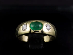 Brillant Smaragd Band Ring ca. 1,20ct    585/- Gelbgold - Bild 1 von 8
