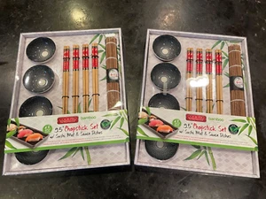 Lot of 2 "Cook Pro" 13pc 9.5” Chopstick Set w/ Sushi Mat & Sauce Dishes - Picture 1 of 2