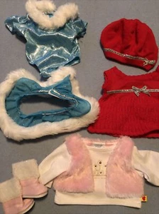 Build a Bear BABW Winter Red Sweater Set Blue Sparkle Skating Pink Top W Boots - Picture 1 of 5