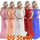 US Womens Sexy Off-Shoulder Maternity Maxi Dress Photography Prop Photo Gown