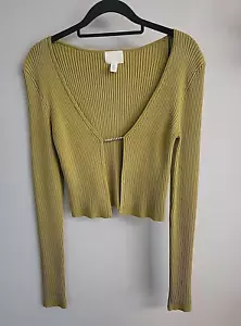 H&M Womens Knit Top Blazer Sweater Size Small UK 10 Green Long Sleeves - Picture 1 of 9