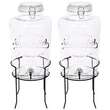 2x Black Stand 8.7L Glass Drinks Dispensers with Tap Cold Water Lemonade Jug