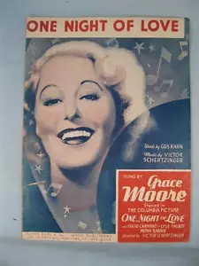 One Night Of Love Sheet Music 1934 Grace Moore Gus Kahn Schertzinger (O) - Picture 1 of 3