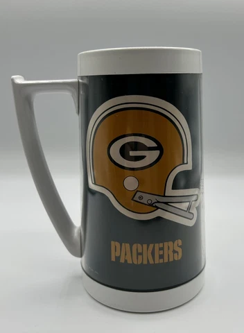 Vtg Green Bay Packers Thermo-Serv Helmet Logo Plastic Mug 1970s 6 1/2"-USA-GUC Cover