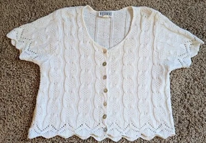 VTG Visions Ivory Sweater Button Renaissance Quality Small Cottagecore Made USA! - Picture 1 of 6
