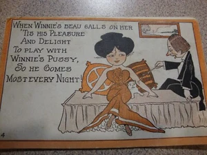 2 Postkarten mit Inhalt für Erwachsene von 1911 Winnies Beau Delight & Man Wanted Sex - Bild 1 von 4