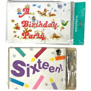 Happy Birthday Sixteen 16th Vintage Invitation Cards 2 Packs 16 Invites + Evps - Picture 1 of 4