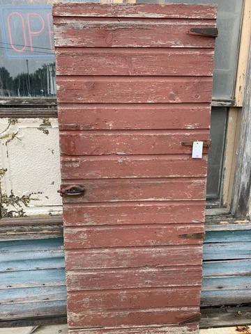 Vintage Wooden Rustic Painted Farm Yard Barn Door With Hardware Cover