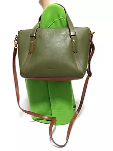 FOSSIL AVONDALE CHIVE GREEN LEATHER CROSSBODY SATCHEL SHOULDER HANDBAG - Picture 1 of 14