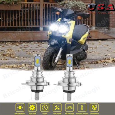 H4 9003 LED Headlight Bulb Kit 6000K White For 2009-2015 Yamaha YW125 Zuma 125 - Image 1 of 4