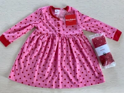 Nuevo con etiquetas Juego de Niña Hanna Andersson, Talla 90, 2-3T, Juego de Playdress, Rosa y Rojo, Medias Foto 1 de 4