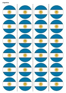 24X PRECUT ARGENTINA FLAG FOOTBALL EDIBLE PAPER, CUPCAKE, CAKE TOPPERS 1152 - Picture 1 of 1