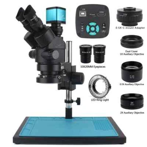 Video Camera Simul-Focal 3.5X-90X Continuous Zoom Stereo Trinocular Microscope - Picture 1 of 34