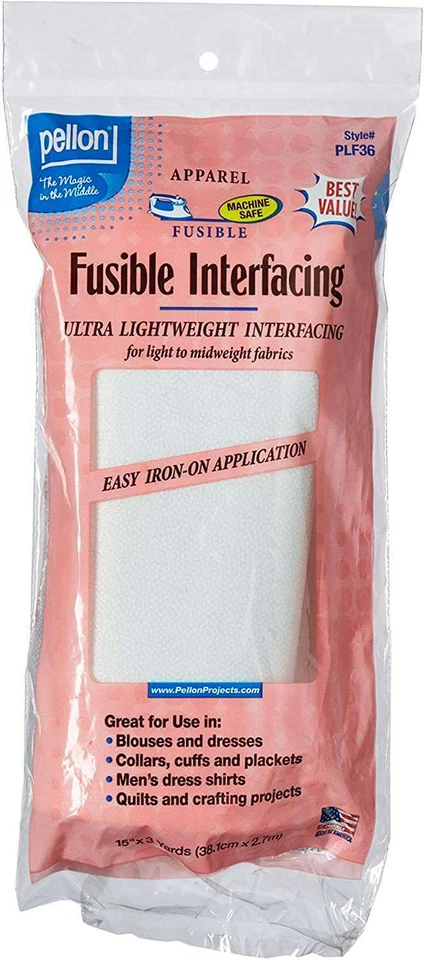Pellon PLF36 Non woven Lightweight Fusible Interfacing 15" x 3yd